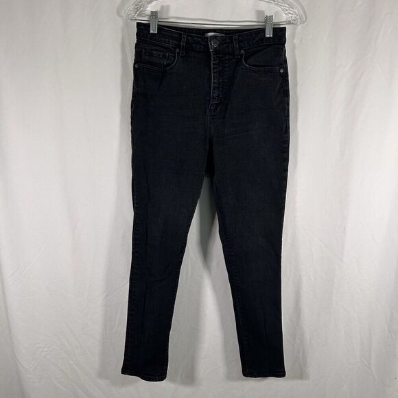 LOFT Jeans Women's 6 Black Denim Curvy Skinny High Rise Cotton Blend Pockets - Picture 1 of 10